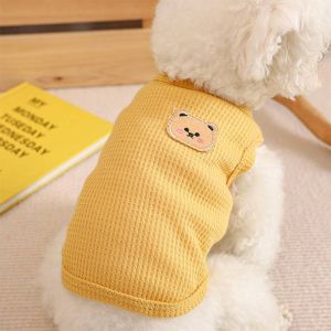 Waffle Bear Pet Dogs Clothes for Boy Framale Puppy Shitzu Clothing Terno Cats Vest Breathable Thin Section
