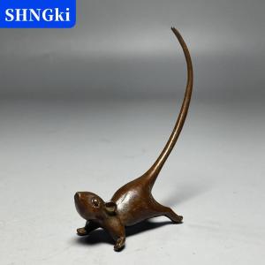 [COD] 🔥🔥🔥SHNGki Đuôi Dài Chuột thu nhỏ bức tượng Trung Quốc phong cách trà Pet cổ điển tinh khiết Đồng Chuột trang trí phụ kiện trang trí nhà
