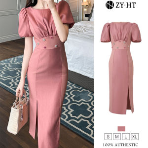 ZYHT EraVogue Womens Dresses Pink Dresses Puff Sleeve Dresses Work Dress Hiso Dress Vintage Dress Dress Party Dress Evening Dress 30873
