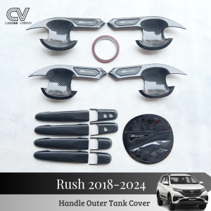 Paket Cover Handle Outer Pintu Tutup Tangki Mobil Rush Gr Sport 2018 - 2024 Carbon