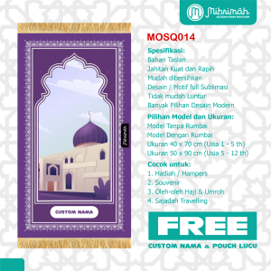 Sejadah Anak Mihrimah Desain Modern Anti Air dengan Custom Nama & Pouch - Hijau/Turquoise/Abu Tua