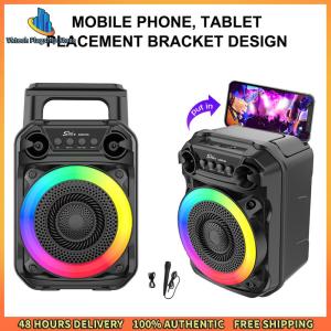 Vktech Portable Bluetooth Speaker with Colorful RGB Lights and Microphone for Karaoke and Outdoor Fun