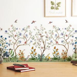 Decal Dán Chân Tường Rừng Cây Động Vật Rừng Nhiệt Đới Có Keo Sẵn 110x52cm - Trang Trí Chân Tường