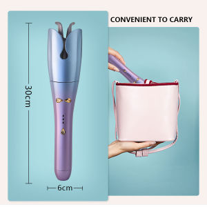 Portable Auto Rotate Hair Curler USB Rechargeable Design with Temperature Adjustable Unbound Curling Iron with LCD Display Portable Hair Curling Wand Automatic Hair Curler