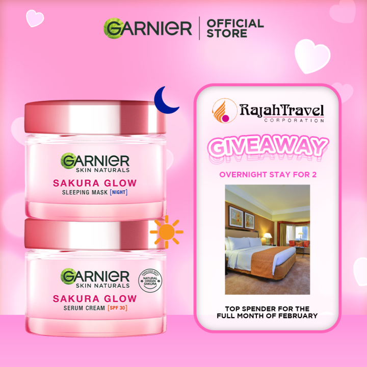NEW Garnier Sakura Day Cream with SPF30 and Night Cream Moisturizer for
