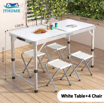 JYHOME Folding Table Portable Folding Table Multifunctional Outdoor Picnic Home Adjustable Height Table and Chair Set