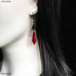 [COD] WEICHENG Black Bat Earrings with Red Teardrop Beads Earrings Gothic JewelryAlternative JewelryGothic Gift for HerBat LoverHalloween