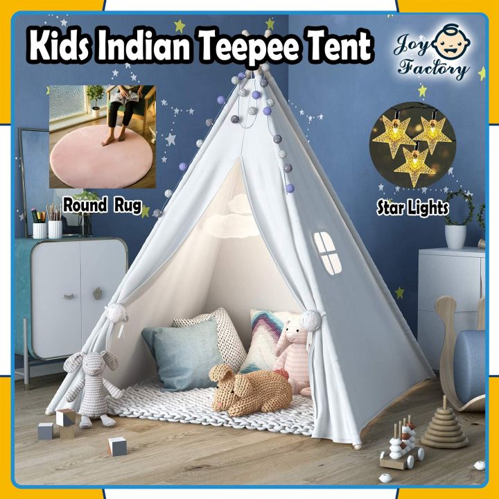 AYNMER Kids Teepee Tent Cotton Canvas Play Tent Play House Indian Children Toy Tent for Girls Boys Indoor Outdoor 110cm 135cm 160cm Height Lazada PH