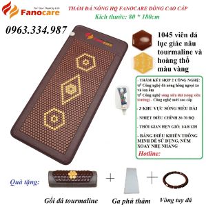 Thảm đá nhiệt nóng HQ Fanocare dòng cao cấp KT 80x180x3.5cm kèm sóng siêu trường (Tặng quà)