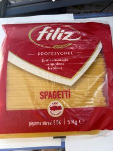 Mỳ ý Spaghetti sợi tròn dài nhẫn hiệu Filiz túi 5kg nhập khẩu Thổ Nhĩ Kỳ