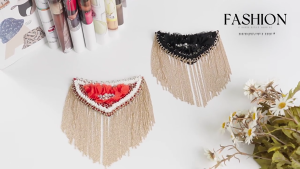 Artificial Pearls Studded Epaulet Metal Tassels Epaulette Shoulder Badges Metal Chain Fringed Epaulette for Women Men