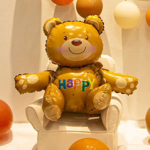 32inch/48inch Bear Foil Balloon Large Candle Cake Ballons Funny Photography Props Heart Shape Balloon Colorful Birthday Cake Balloon Boy Girl Gifts Anniversary Christening Birthday Party Decoration
