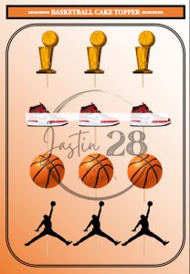 Basketball Cake and Cupcakes Toppers (Machine cut Waterproof) Ball Birthday Party Decorations