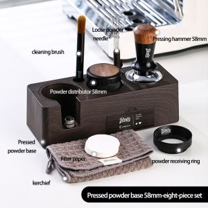 BINCOO Coffee Tamper Set Hammer Powder Distributor Set Tamper Storage Base Coffee Utensil 51/58MM