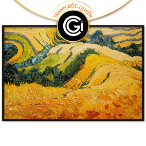 Tranh phong cảnh quê hươngcánh đồng lúa chín vàngphong cảnh ruộng bậc thang vùng miền núitranh treo tườngdán tường.CGI-469