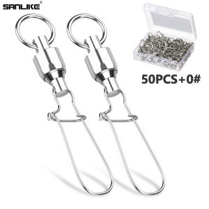 SANLIKE 50pcs High Strength Anticorrosion Fishing Ball Bearing Swivel Fishing Lure Connectors