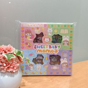 Sticker 2D Dekoratif Karakter NONO & MOMO Kartun Korea Waterproof 1 Box Isi 100 Lembar