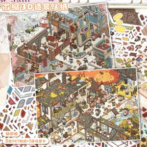 MUSASI Special Economic Zone Landscape Sticker DIY Design Kawaii Design 3D City Sticker Creative Festival Theme DIY Pocket Scene Home Decoration