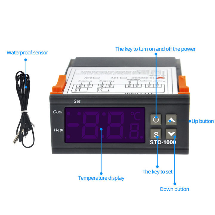 STC-1000 DC 12V 10A Digitalthermostat – 2er Set, LED-Display, 2 Relaisausgänge, NTC 10K Sensor, Heizen & Kühlen