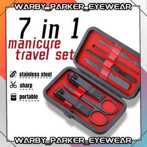Travel Stainless Steel 7 In 1 Manicure Pedicure Tool Set With Case Portable Beauty Kit Grooming Nail Clipper Scissor