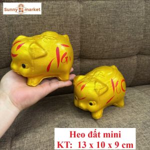 Heo đất tài lộc nhũ vàng ánh kim size mini KT 13x10x9cm heo đất tiết kiệm mini