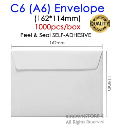 C6 A6 Envelope (1000pcs/box) Paper Envelopes 162*114mm