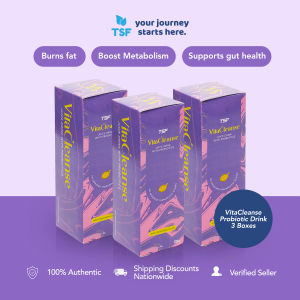 TSF Vitacleanse Juice - 3 Boxes | 12-in-1 Wellness & Detox Juice with Probiotics with Chia Seeds