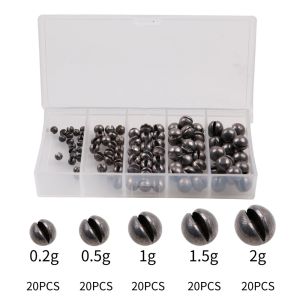 GOXBERK 100Pcs/Box Reusable Fishing Sinkers Leak proof 5 Size Open Lead Biting Fishing Gear Circular Split Shot Fishing Weights Fishing Gear