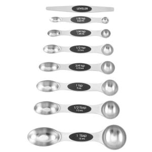 BHQ 8pcs Stainless Steel Magnetic Measuring Spoons Set Dual Sided Measuring Spoon With Graduated Scale