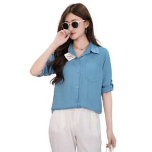 Hello Moderne Longsleeve polo blouse for women Plain with buttons fit S-L *3017