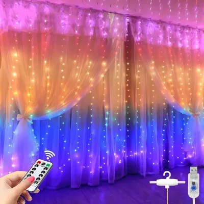 3x3M Curtain Lights Window Room Decoration String LED Fairy Lights Garlands Strip Wedding Birthday Valentines day Party Hari raya Decoration light