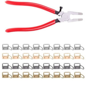 80Pcs 25mm Key Fob Hardware with Key Fob Plier Webbing Tail Clip for Key Fob Wristlets Install Keychain Clamp Hardware Supplies