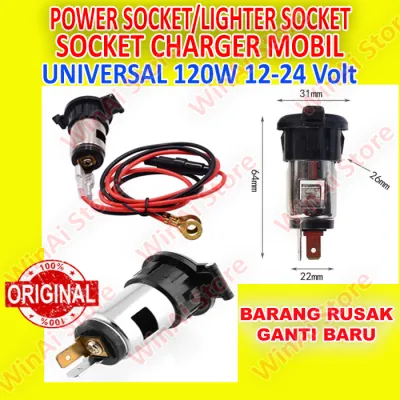 SOCKET CASH COLOKAN LIGHTER POWER OUTLET 12V-24V SOKET CAS CHARGER HP MOBIL DAN MOTOR