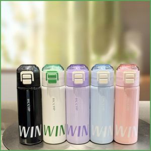 กาต้มน้ำ สีแฟชั่น ดูดี ถ้วยเก็บความร้อน สแตนเลส ฟางดื่มคู่ สามารถทําได้ด้วยมือเดียว หลอดดื่มคู่