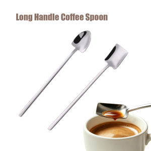 Stainless Steel Long Handle Coffee Spoon Square Shovel Stirring Spoon For Milk Tea Dessert Cocktail