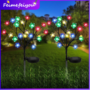 Solar garden light outdoor 20 LED Cherry blossom solar led outdoor waterproof flash light Auto ON/OFF fairy light for lawn courtyard decoration