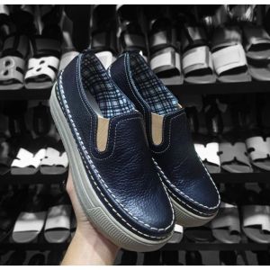 mdm sepatu wanita kulit sapi  slip on sneaker model doble jahitan simpel kokop polos sol ringan 3cm cantik termurah semoga terlaris sukaregang garut