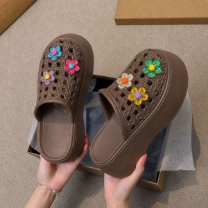 [Free Shipping] Floral-Patterned Thick-Soled Clogs For Women EVA Height-Increasing Closed-Toe Slippers Suitable For Indoor And Outdoor Wear Garden Shoes