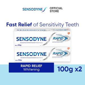 Sensodyne Toothpaste Rapid Relief Fast Sensitivity Relief And Lasting Protection Whitening 100g x2