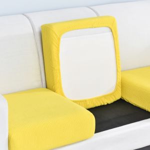 Pure Color Sofa Cushion Cover 1/2/3/4 Seater Size Sofa Set Cover Corn Fleece Elastic Half Pack Sofa cushion Cover Room Decor Stretch Sofa Slipcover