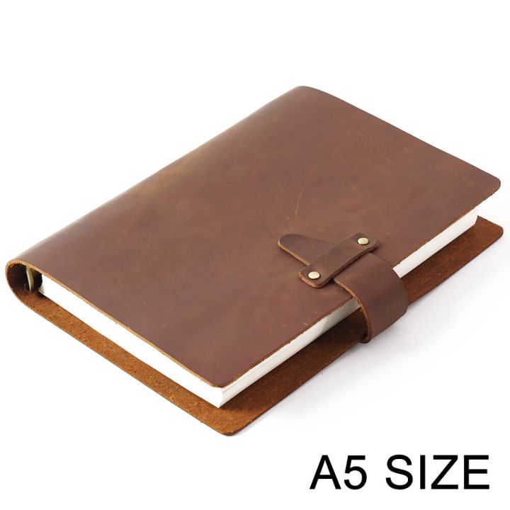 High Quality Rustic Genuine Leather Rings Notebook A5 Spiral Diary