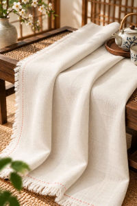 Rèm Cửa Nơ Dây Cột Vải Canvas Hoa Nhí Xanh Navy Phong Cách Vintage Nhật Bản Chắn Nắng Trang Trí Nhà Cửa