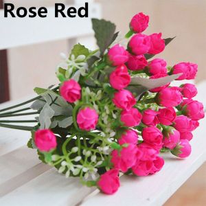 UUMIR 36Heads Decorative  Beautiful Handmade Silk Bunch DIY Craft Bridal Bouquet Wedding Decoration Small Bud Rose Artificial Flowers