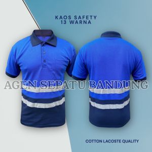 Atasan Kaos Polo Pria - Kaos Polo Wanita Kombinasi Navy List Silver