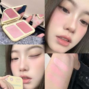 HBESTY Two-tone Matte Blusher Palette Soft Silky Cheek Natural Facial Rouge Plate Lasting Nude Pink Low Saturation Blush Cream Makeup