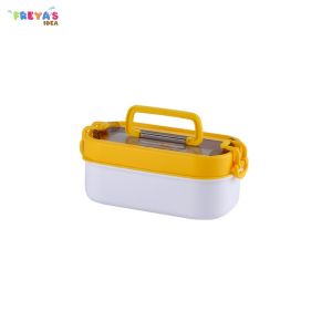 FR-C991 Tempat Makan 2 Tingkat dengan Jinjingan 700ML Free Sendok Garpu BPA FREE / Lunch Box Susun