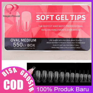 550Pcs / Set Kuku Palsu Akrilik Matte Bentuk Oval / Kotak Clear Nail Extansion Fake Untuk Nail Art / Manicure