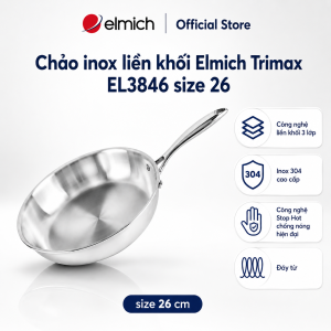 (Chỉ 25-29.09)Chảo inox 3 lớp nguyên khối Elmich Trimax EL-3846 size 26
