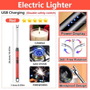 Electric Arc  Windproof  USB Rechargeable 360° Stove Ignition  Candle  Spark  BBQ