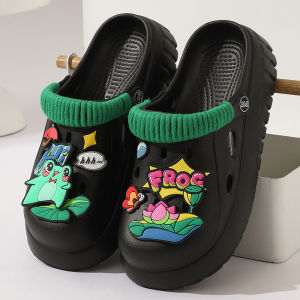[Free Shipping] EVA New Frog Hole Shoes for Women Korean Style Summer Trendy High-Heeled Thick-Soled Garden Shoes for Women DIY
